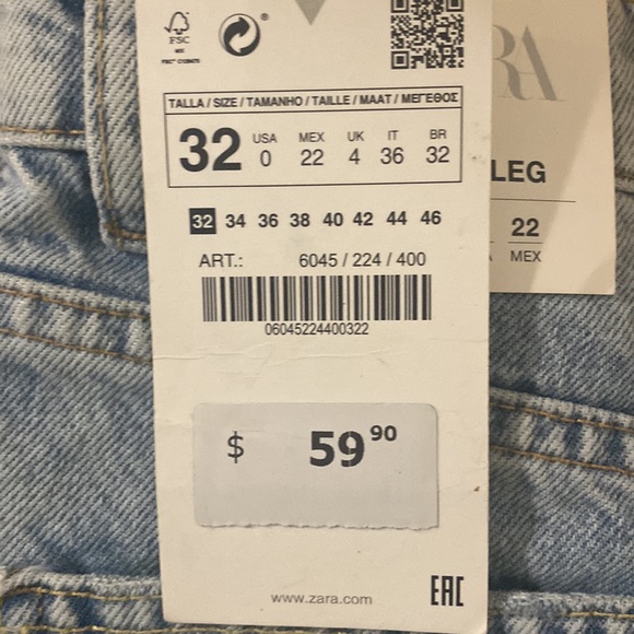 Zara Wide Leg Full Length Jeans - Picture 6 of 6